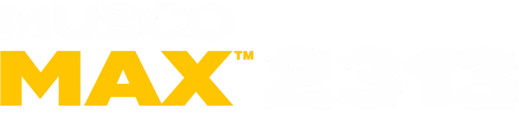 Text reading Musco MAX 2313 with MAX in yellow and other text in white.