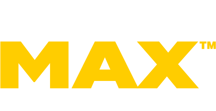 Bold yellow uppercase letters spelling MAX with a trademark symbol.