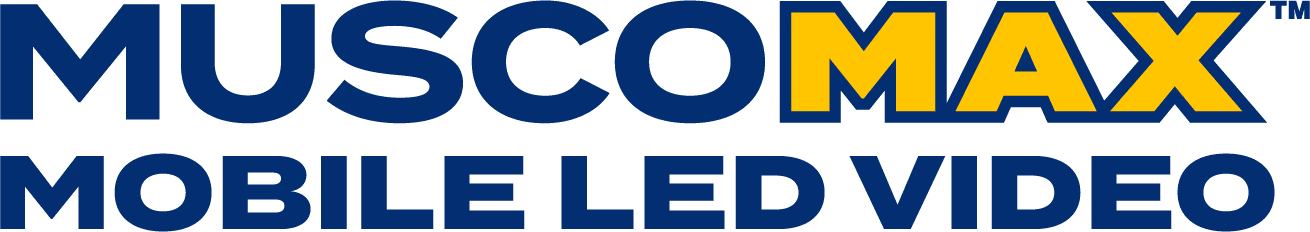 MuscoMAX Mobile LED Video logo with Musco in blue and MAX in yellow letters.