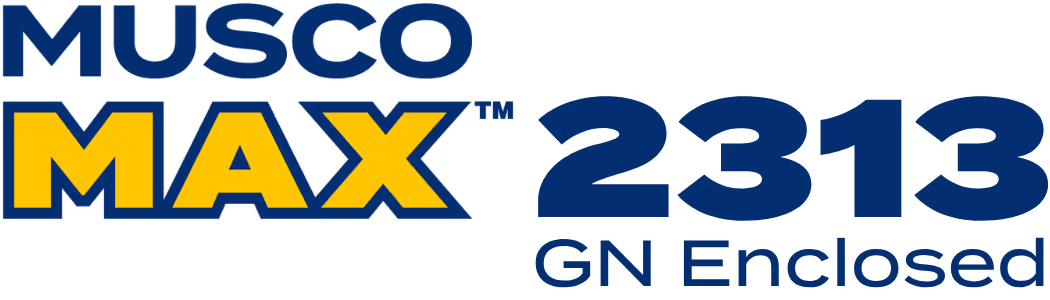 Musco MAX 2313 GN Enclosed text logo in blue and yellow.