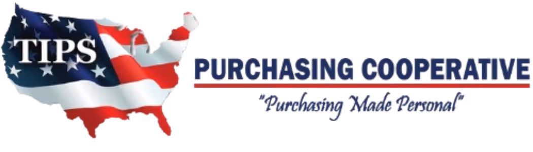 Map of the US with an American flag overlay next to the text 'PURCHASING COOPERATIVE'.