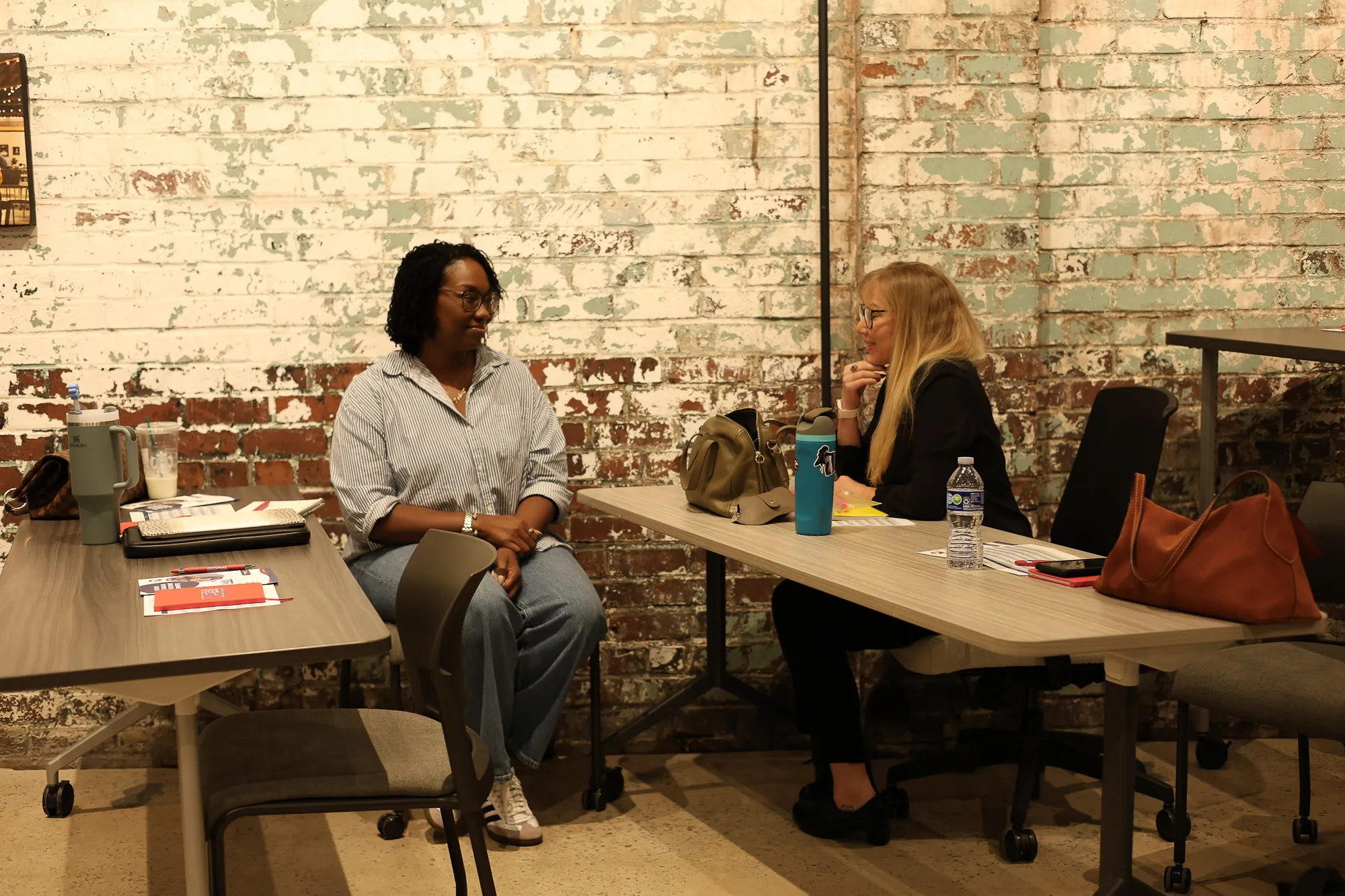 Two founders in conversation at a Launchpad community event