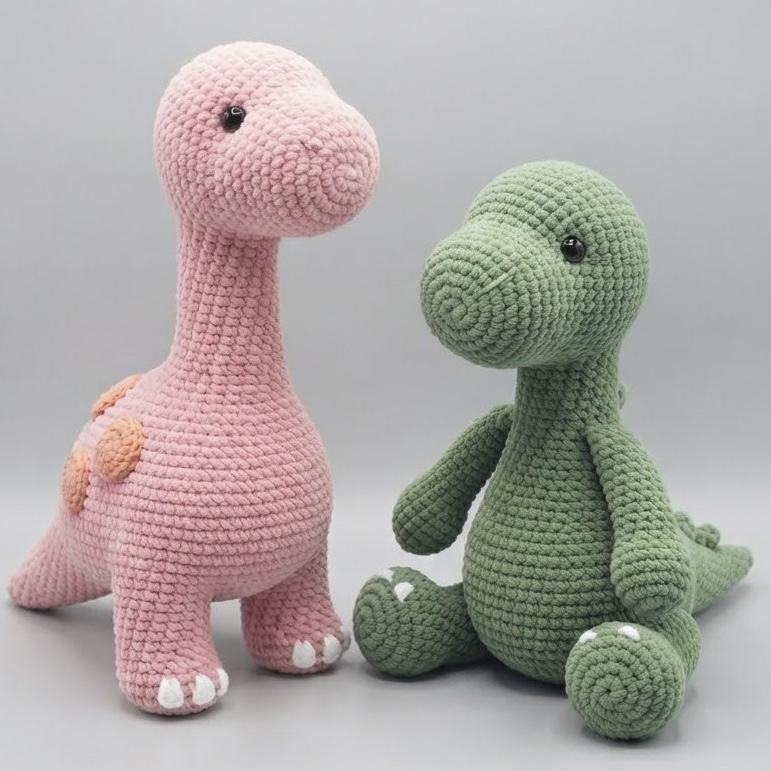 Crochet dinosaur plushies
