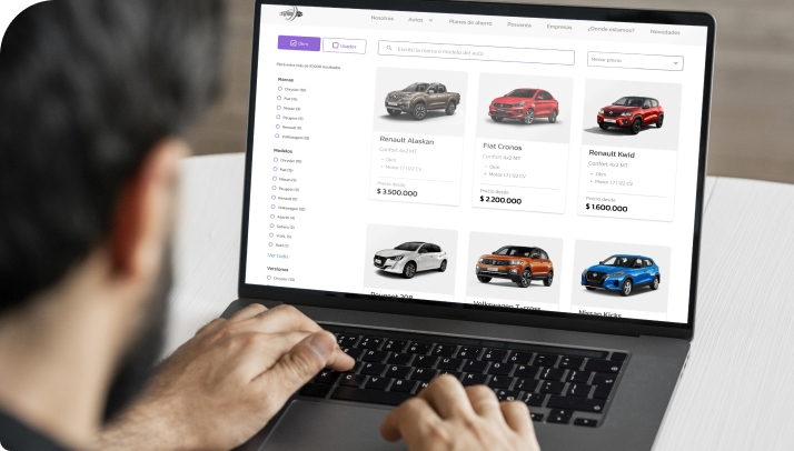 Mockup del catálogo de vehículos de Asofix mostrado en pantalla de computadora