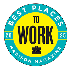 Best Places to Work 2025 award badge from Madison Magazine