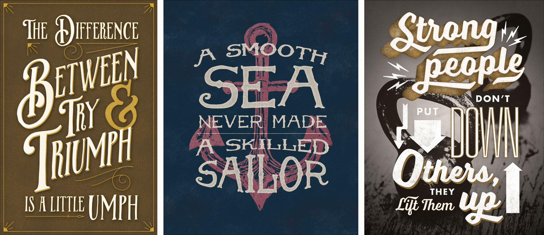 Three inspirational posters for AAA created by Johnathan Wynn for The Richards Group