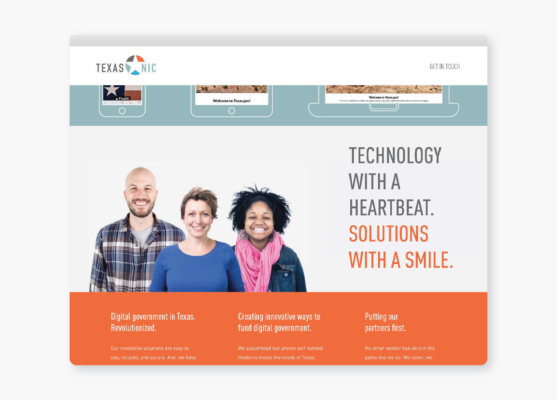 Technology section of a Texas NIC website landing page by Johnathan Wynn Design