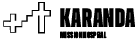 Black logo featuring a stylized hospital cross and building shape with the text 'KARANDA MISSION HOSPITAL' in uppercase letters.
