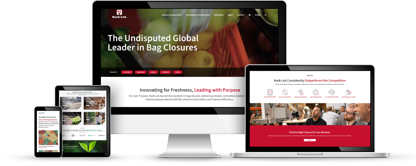 Kwik Lok Website in devices