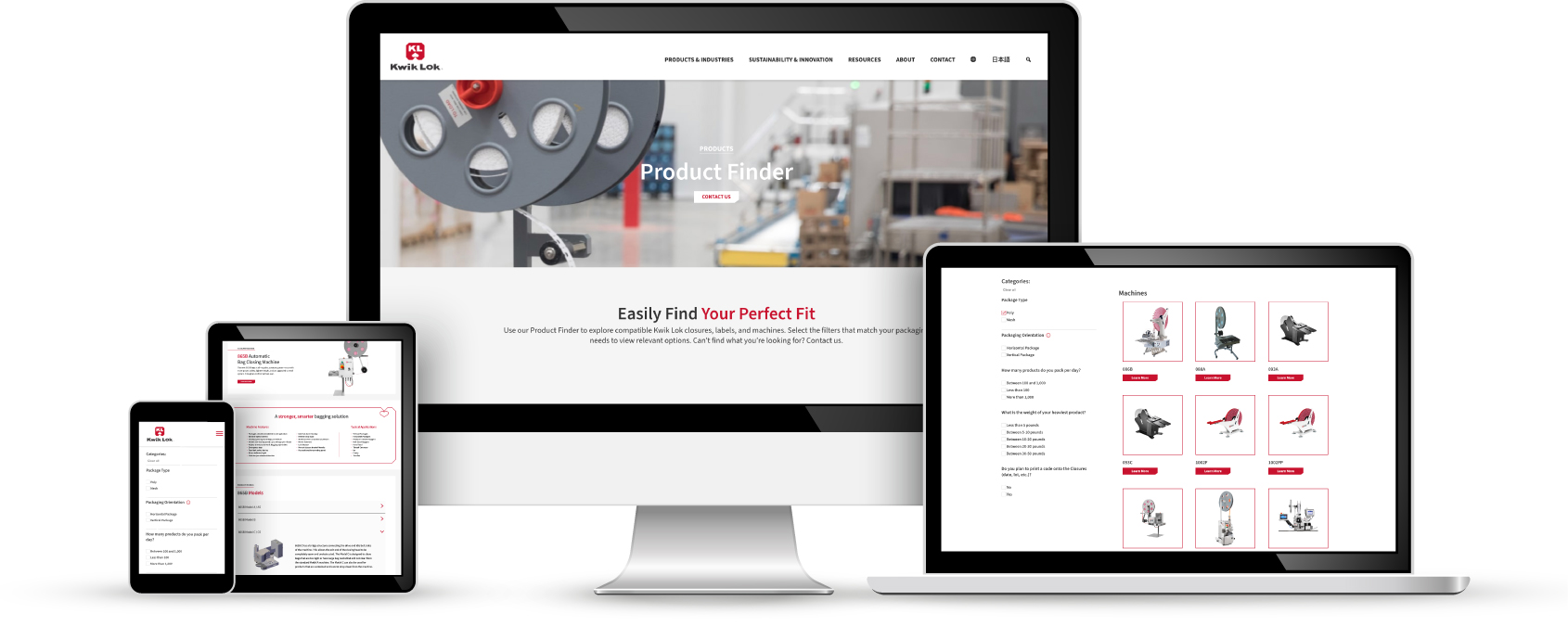 Kwik Lok Web Product Finder in devices