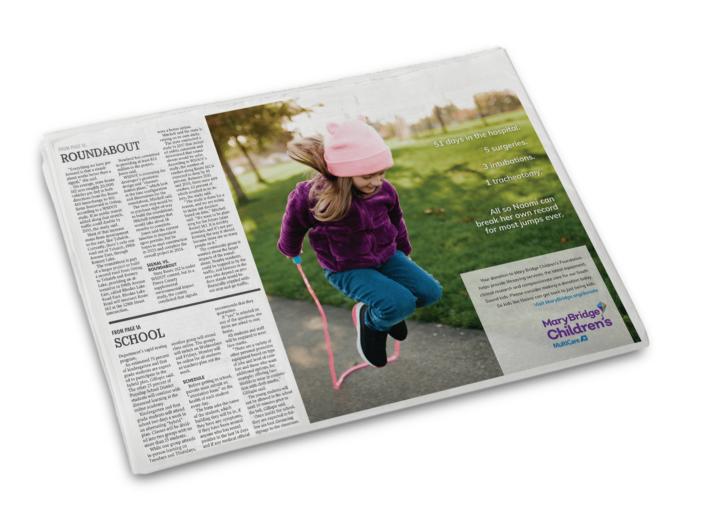 Mary Bridge Naomi Ad in Newspaper