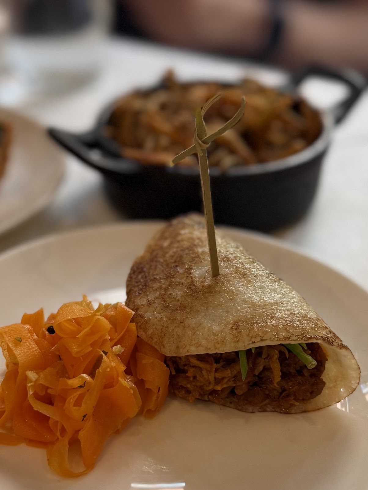 Chettinad pulled duck oothappam at Gunpowder, London