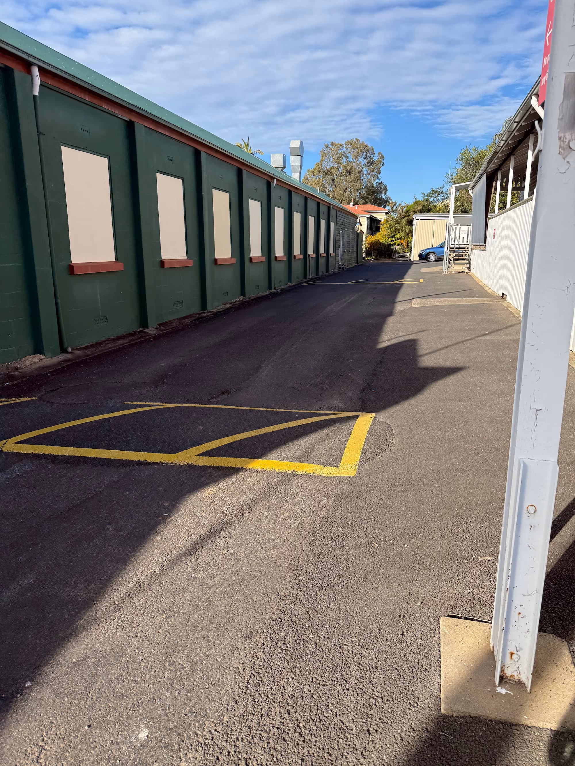 Commercial access driveway and asphalt hard stand at a Toowoomba property