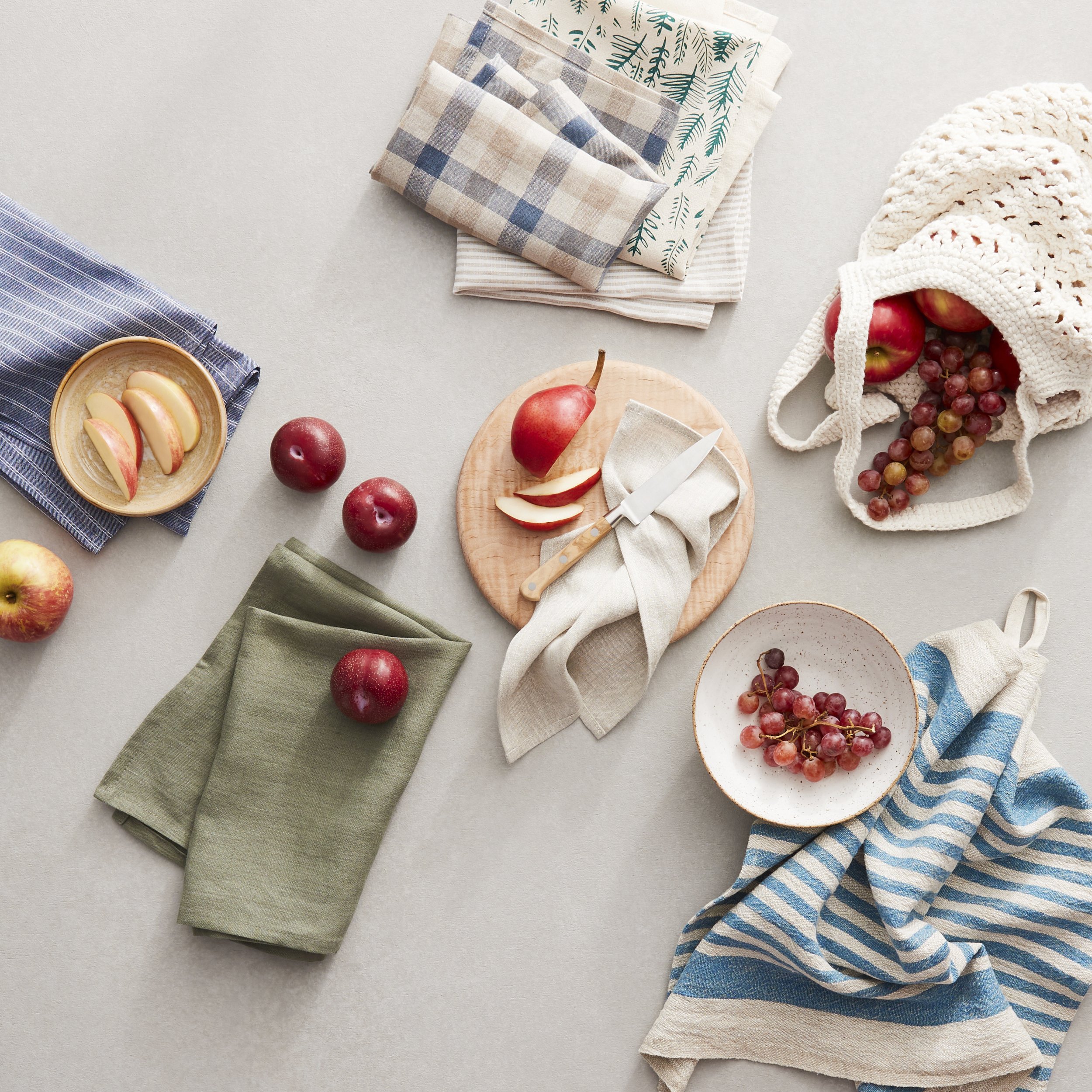 Amazon Handmade kitchen linens with fall fruit