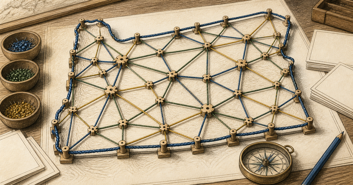 Detailed sketch of cords and connectors forming the shape of Oregon.