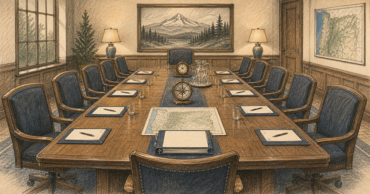 Detailed sketch of a board table prepared for chapter leadership service.