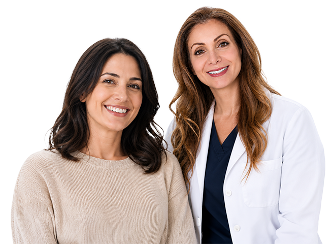 Dr. Leila Khamsei with a smiling patient