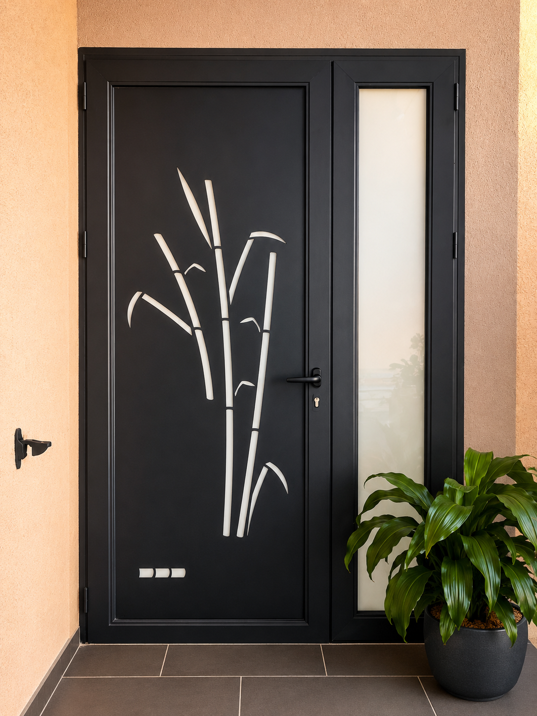 Porte en aluminium noire sur mesure