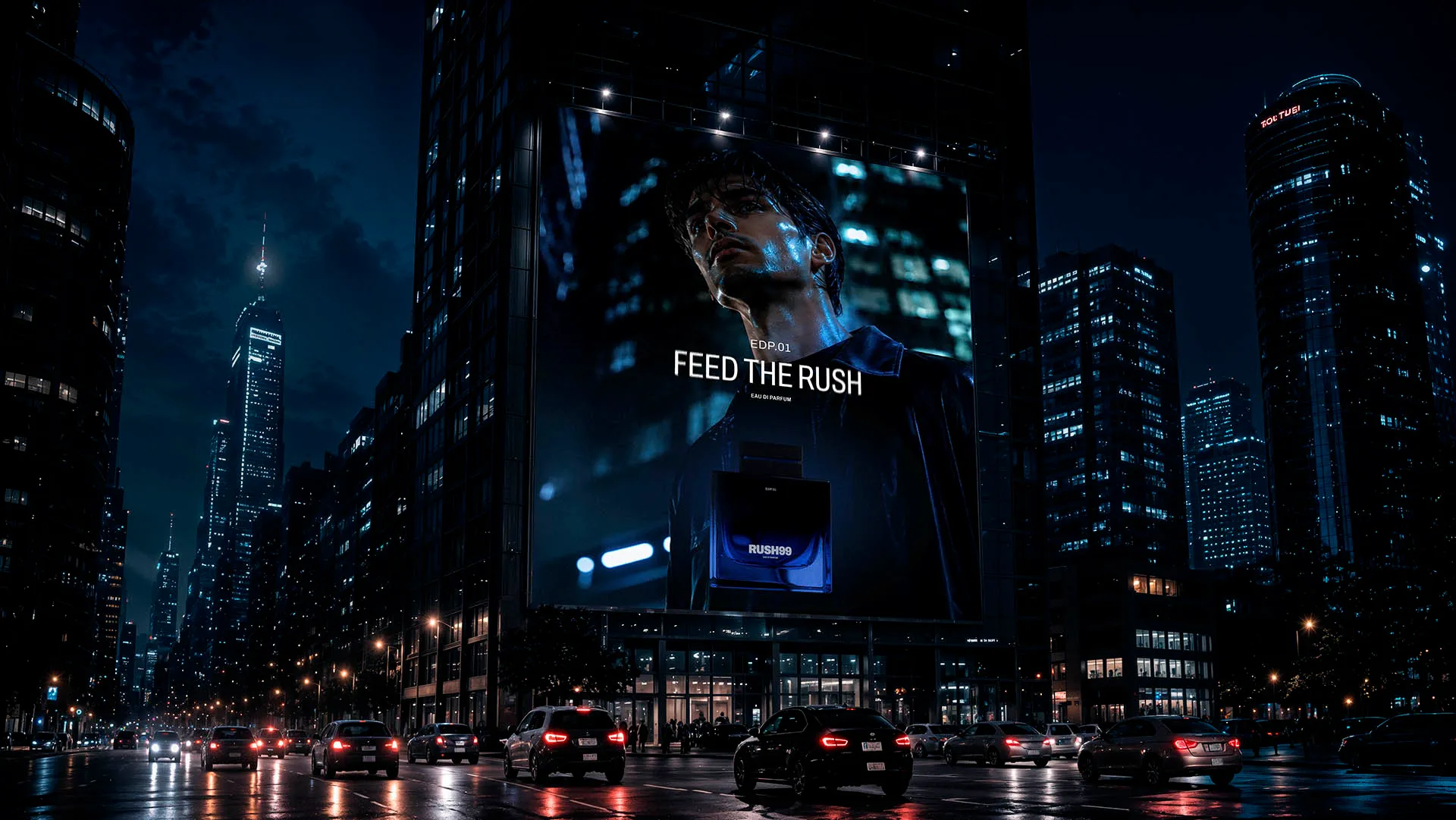 RUSH99 campaign billboard advertisement