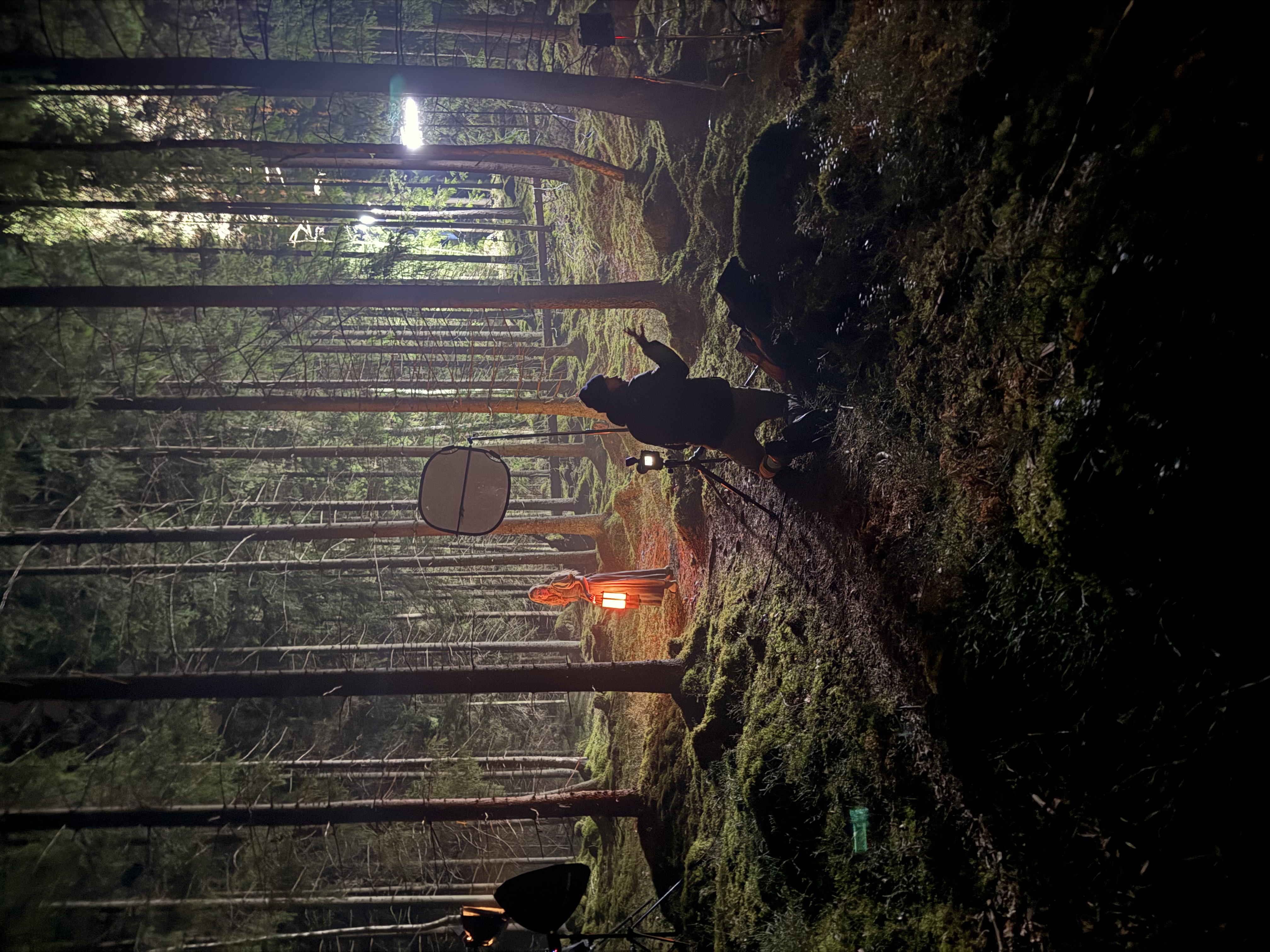 Kuvaukset yöllä metsässä