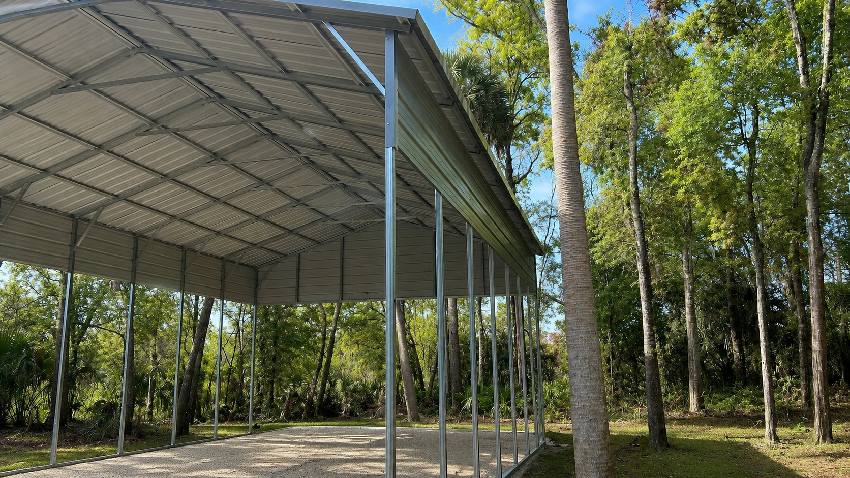 Large finished steel carport