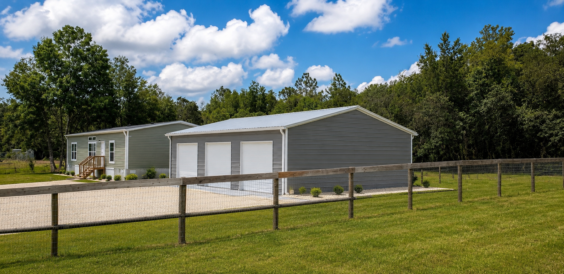Finished multi-bay metal garage