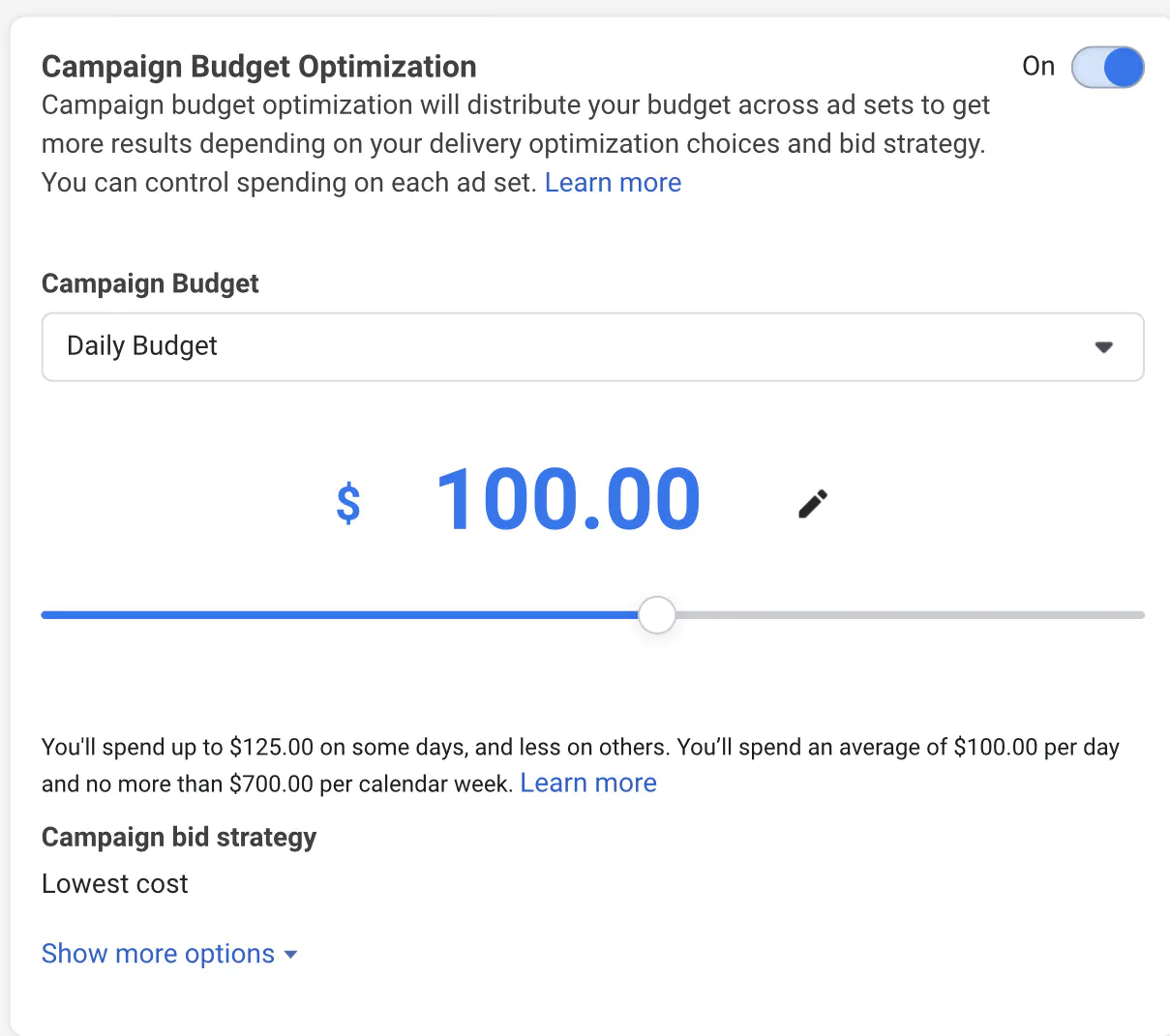 turn on Campaign Budget Optimization