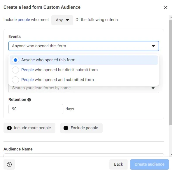 retarget people who opened the form