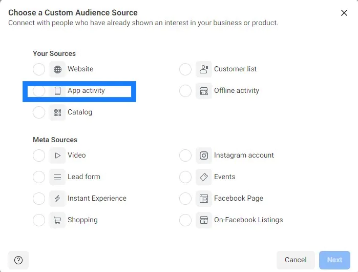 Use Facebook SDK to retarget users based on app activity
