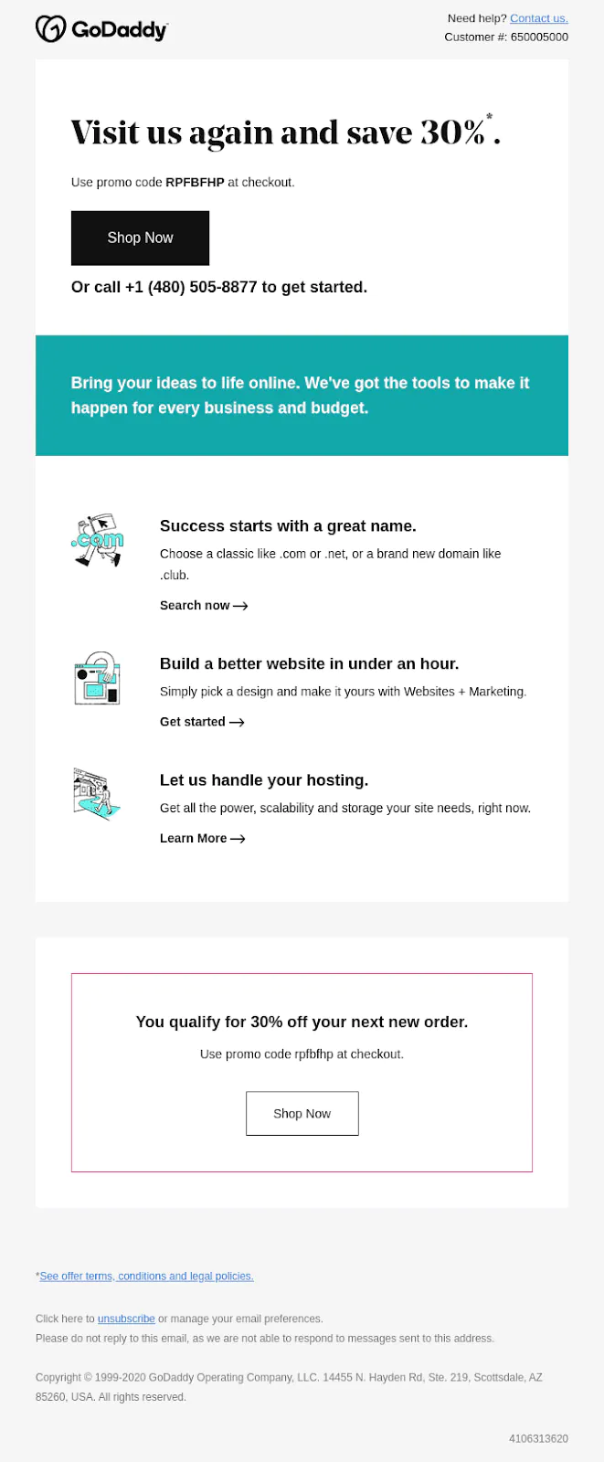 Example from GoDaddy