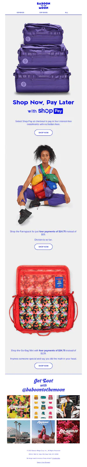 example of a great promotional email from Baboon