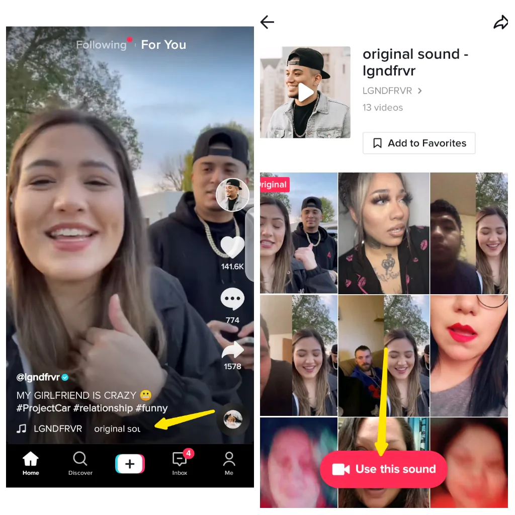 Music options on TikTok and Instagram Reels