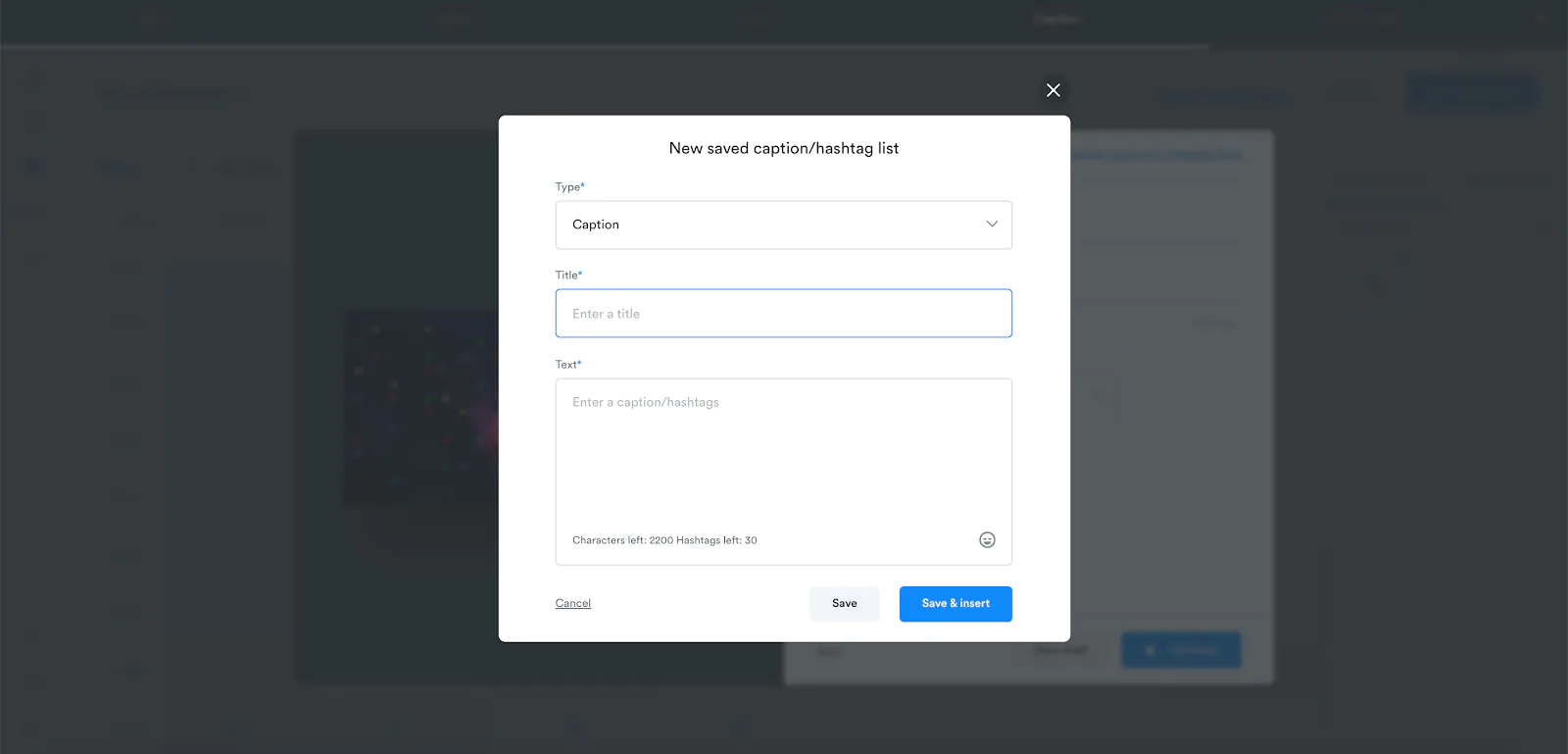 write captions in advance and store them to be used later when scheduling upcoming posts