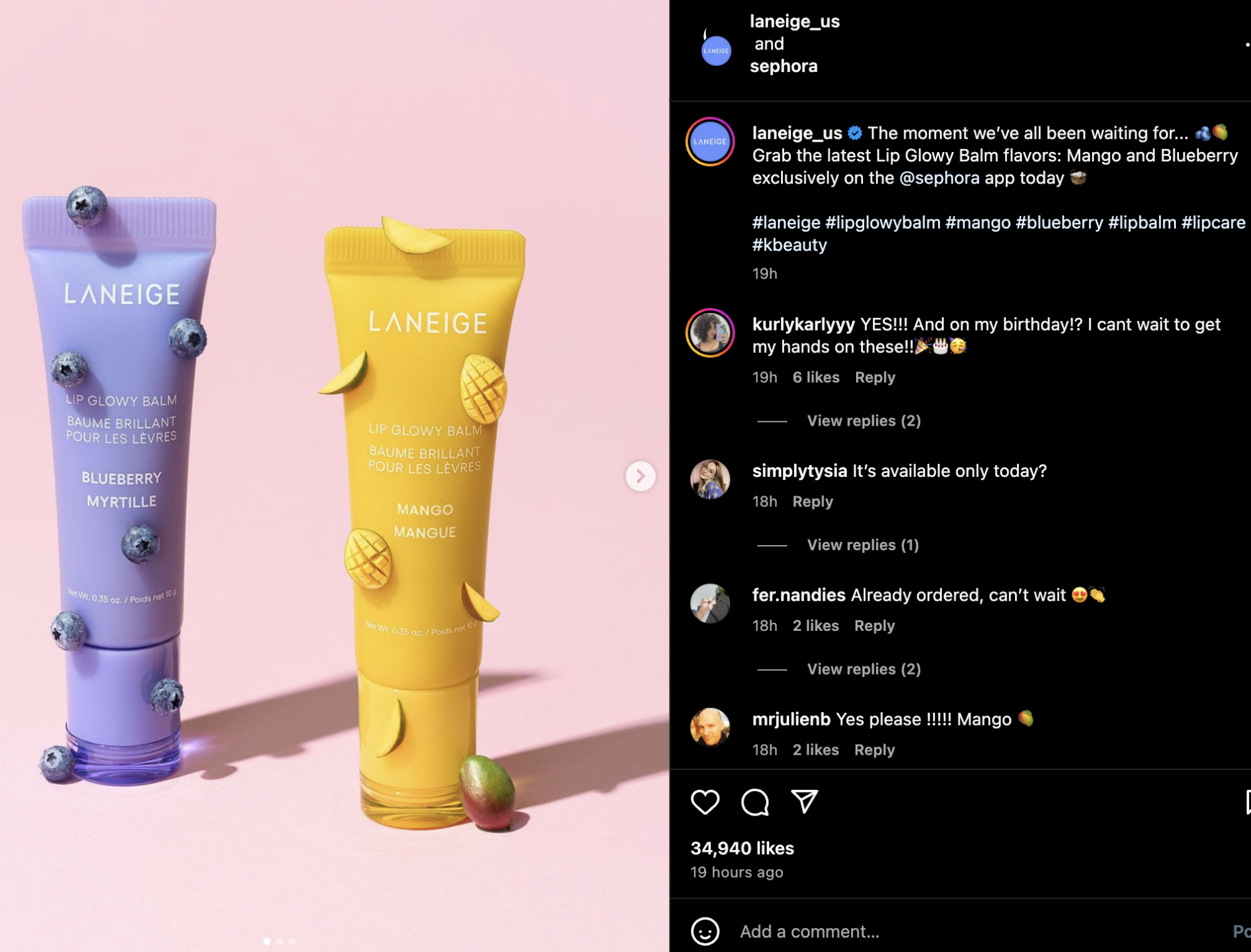 Sephora's Instagram visual post