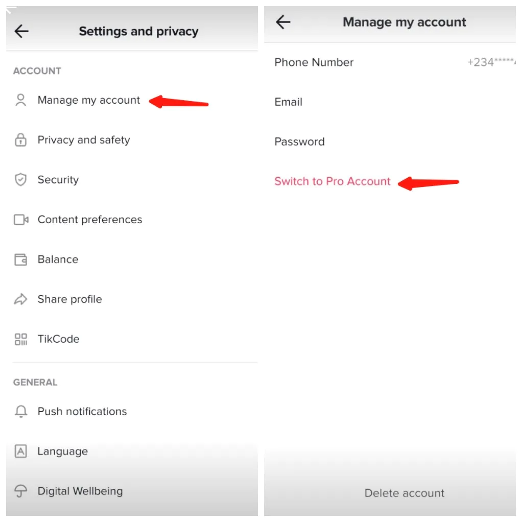 Switching over to a TikTok Pro account