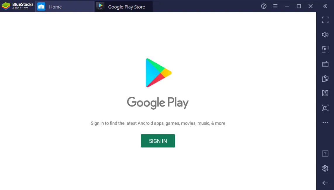 Sign in to Google Play on BlueStacks