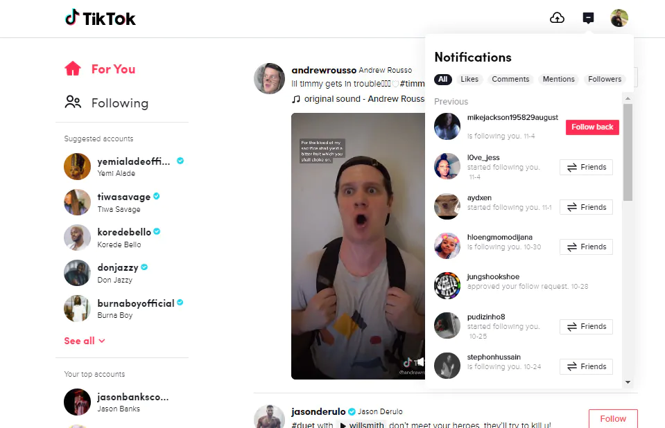 the Upload video, Notifications, and Profile icons