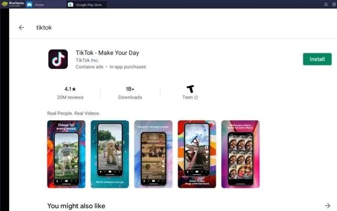 Search for TikTok on BlueStacks