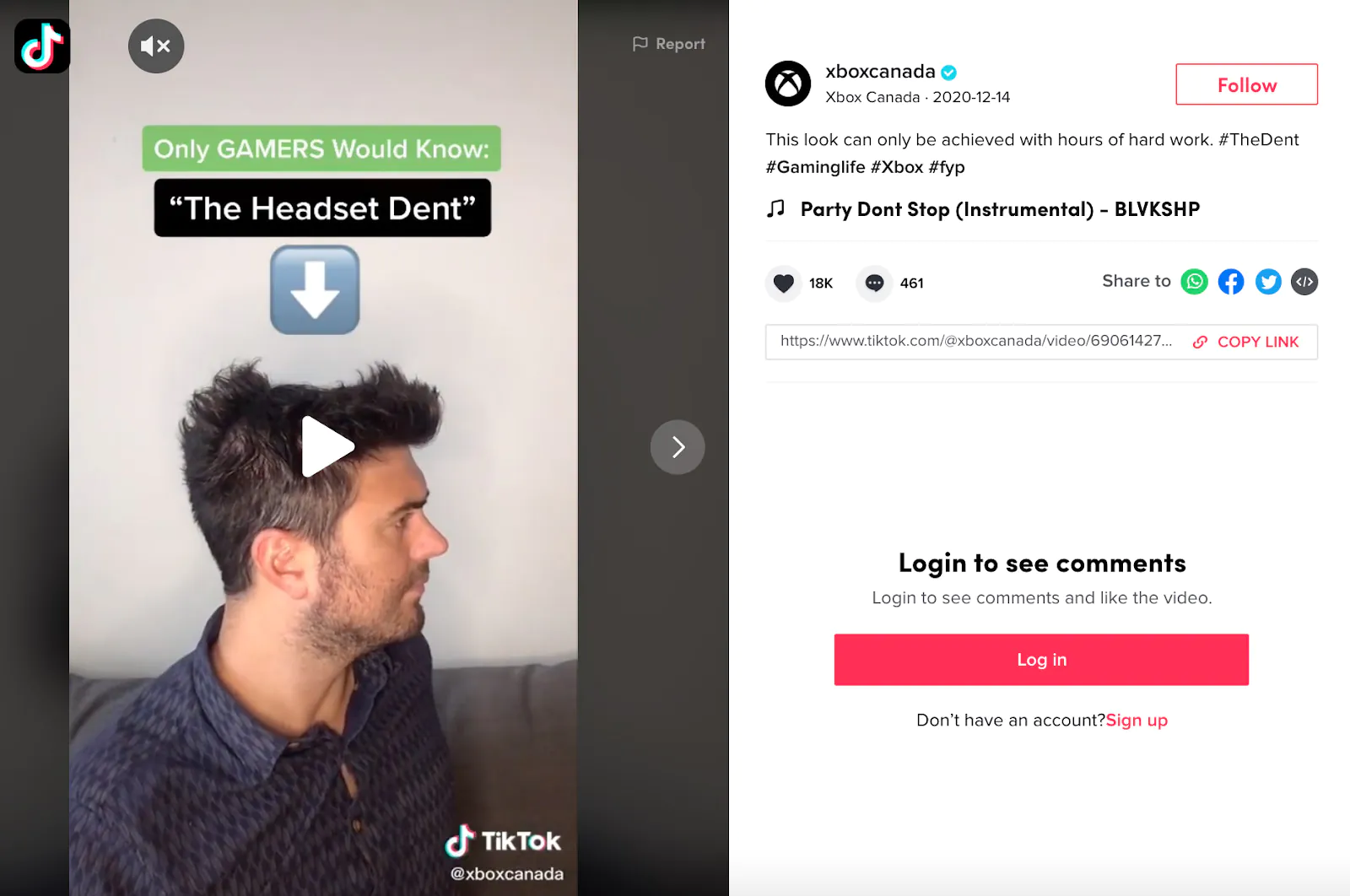 Xbox's TikTok video with inside joke