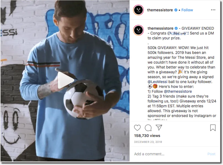 example of a brand effectively using social media giveaways