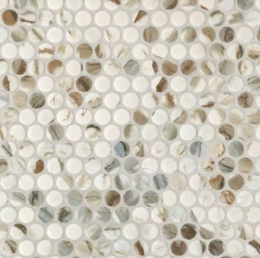 Calacatta Vecchia ceramic penny mosaic