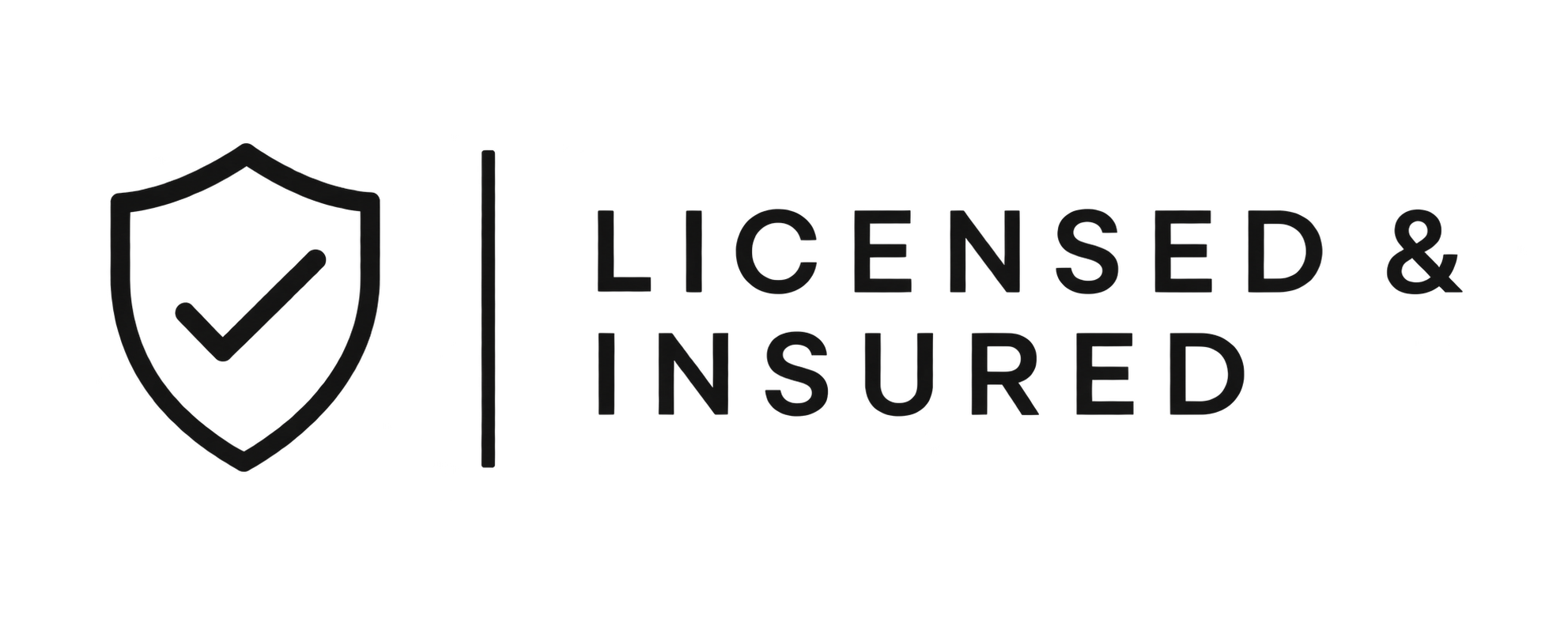 Shield icon with a checkmark next to the text Licensed & Insured.