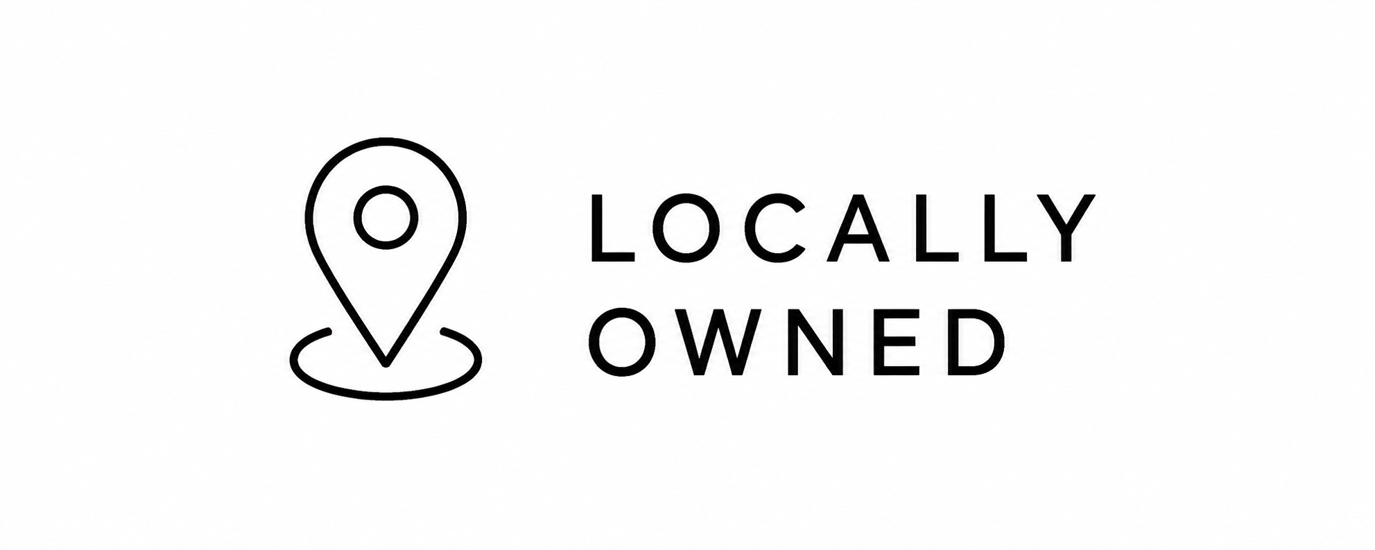 Map pin location icon with the text Locally Owned beside it.