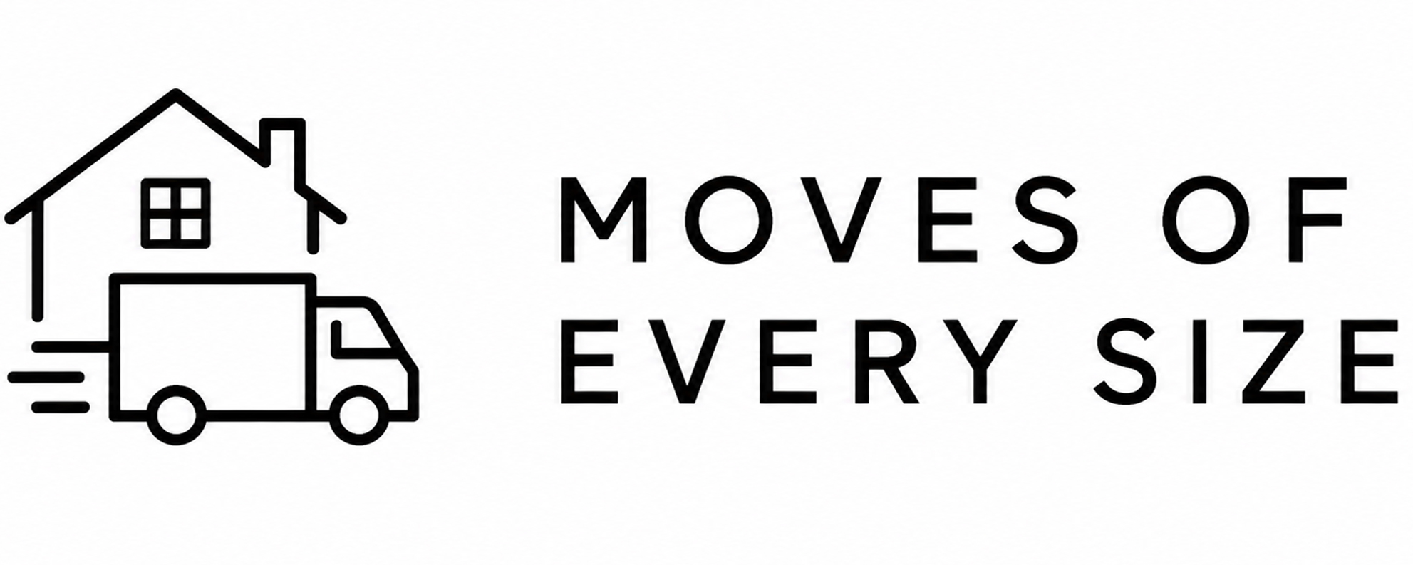 Icon of a moving truck with house outline and text 'Moves of every size'.