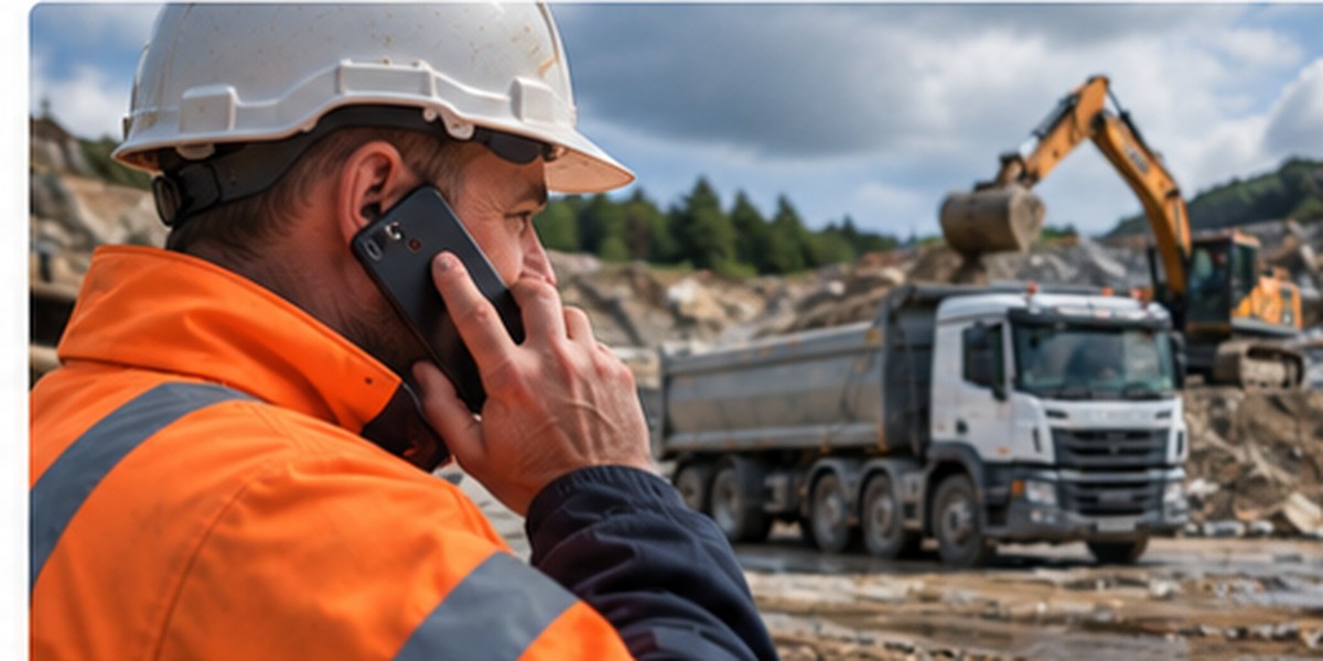 Tipper driver dealing with a job change by phone