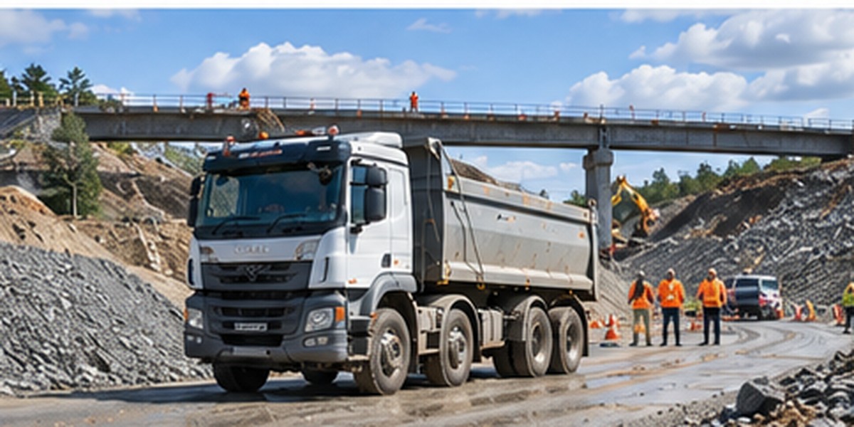 Tipper truck working on a major construction project