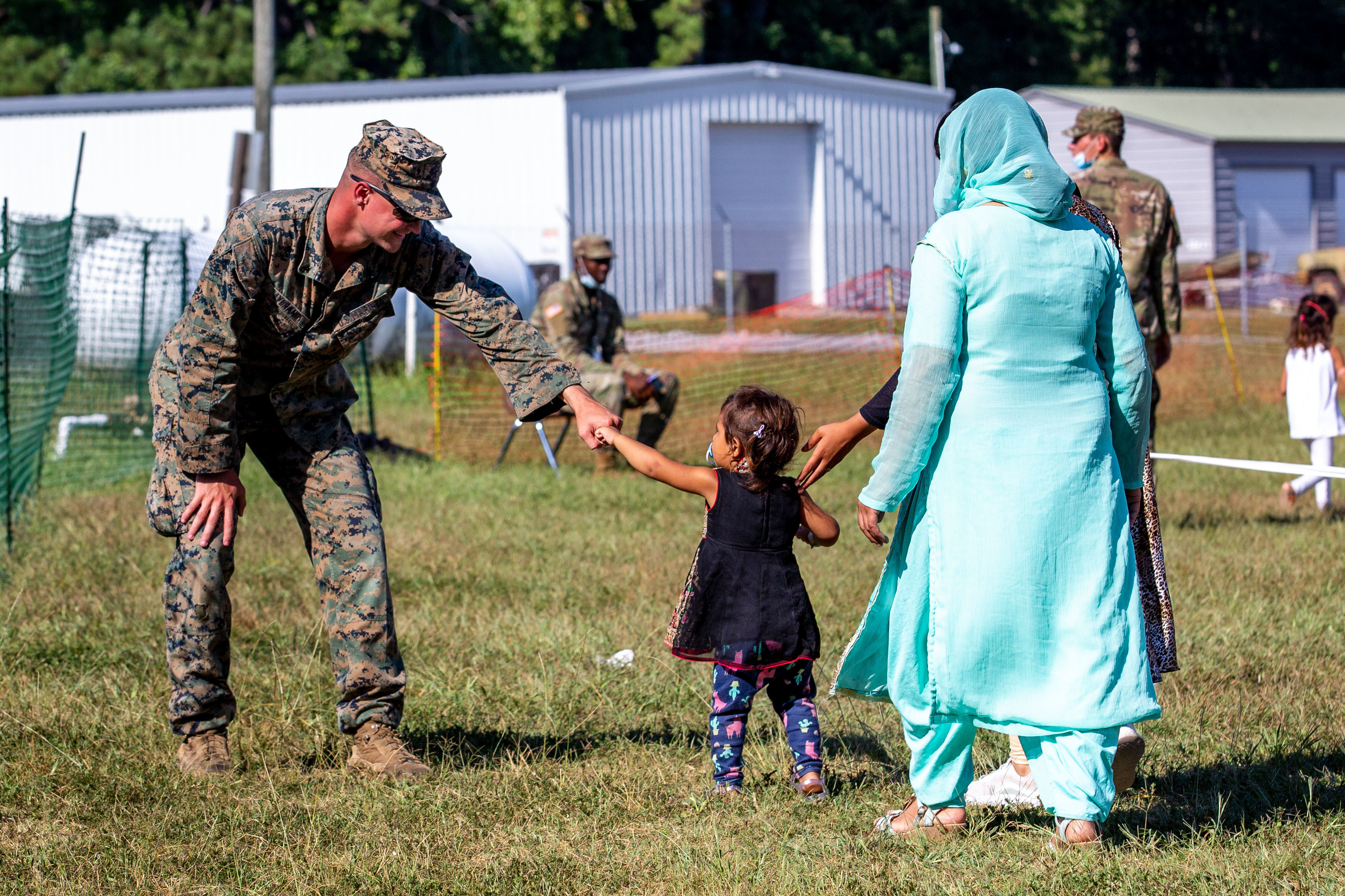 Service members and allies during an evacuation