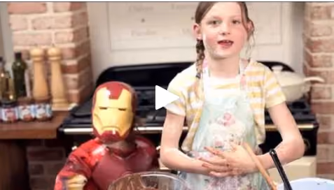 Image of Evie in Jack in the kitchen making a Jima Jams recipe 