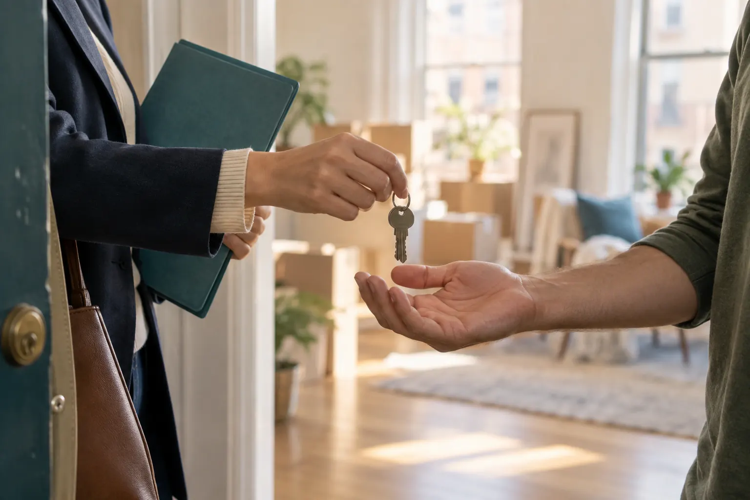 A New York apartment key handover at the end of the moving process