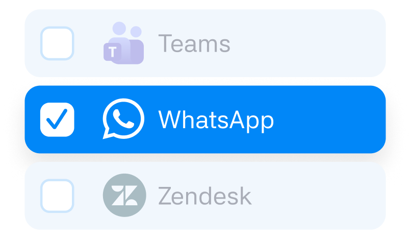 Source picker with WhatsApp connected